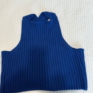 NWT 525 blue Knit Halter Top sz l